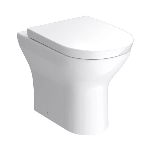 Back to Wall BTW Modern Toilet Pan Soft Close Seat Space Saving White Ceramic 2