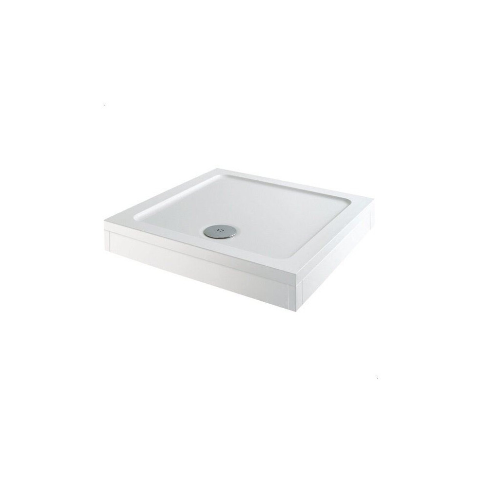 Modern Square Shower Tray 800 x 800mm Easy Plumb Slimline Lightweight White