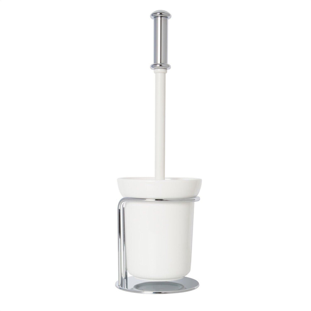 Croydex Grosvenor Bathroom Toilet Brush Modern Free Standing Holder Round Chrome