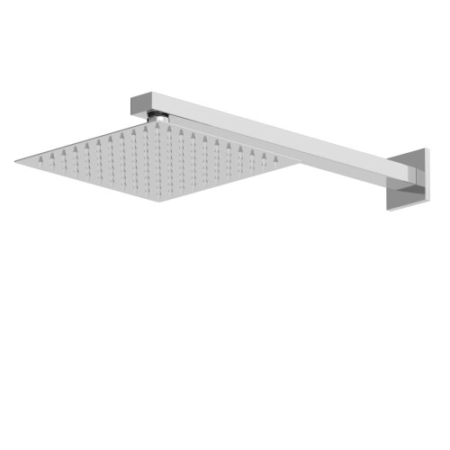 Wall Mounted Modern Slimline 200mm Chrome Square Rainfall Fixed Shower Arm Head 1