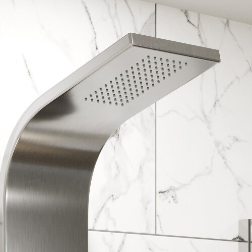 Thermostatic Shower Panel Column Tower Body Jets Twin Head Bathroom Silver 2