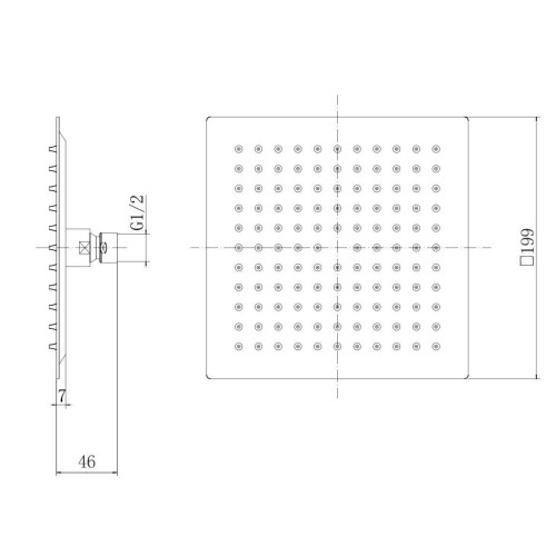 Wall Mounted Modern Slimline 200mm Chrome Square Rainfall Fixed Shower Arm Head 2