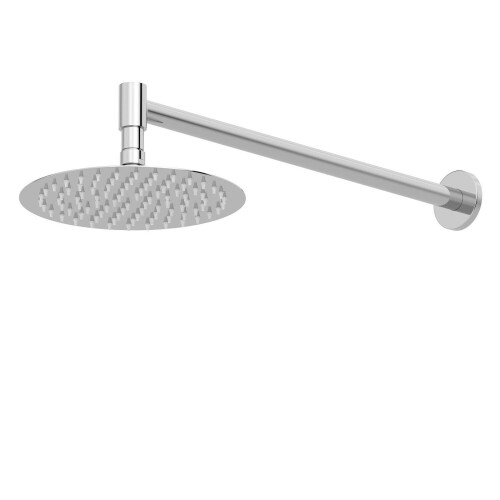Bathroom Wall Mounted Slimline Chrome Round Drencher Fixed Shower Arm Head 1