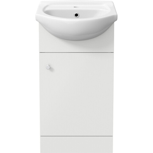 450mm Bathroom Basin Sink Vanity Unit Floor Standing Single Tap Hole Matte White 2