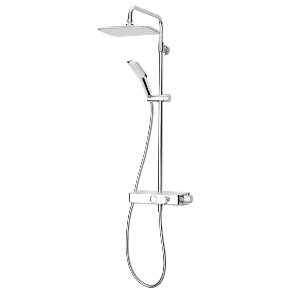 Triton Thermostatic Mixer Bar Shower Twin Head Adjustable Riser Rail Chrome