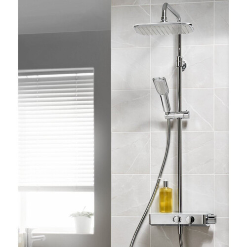 Triton Triton Thermostatic Mixer Bar Shower Twin Head Adjustable Riser Rail Chrome 1