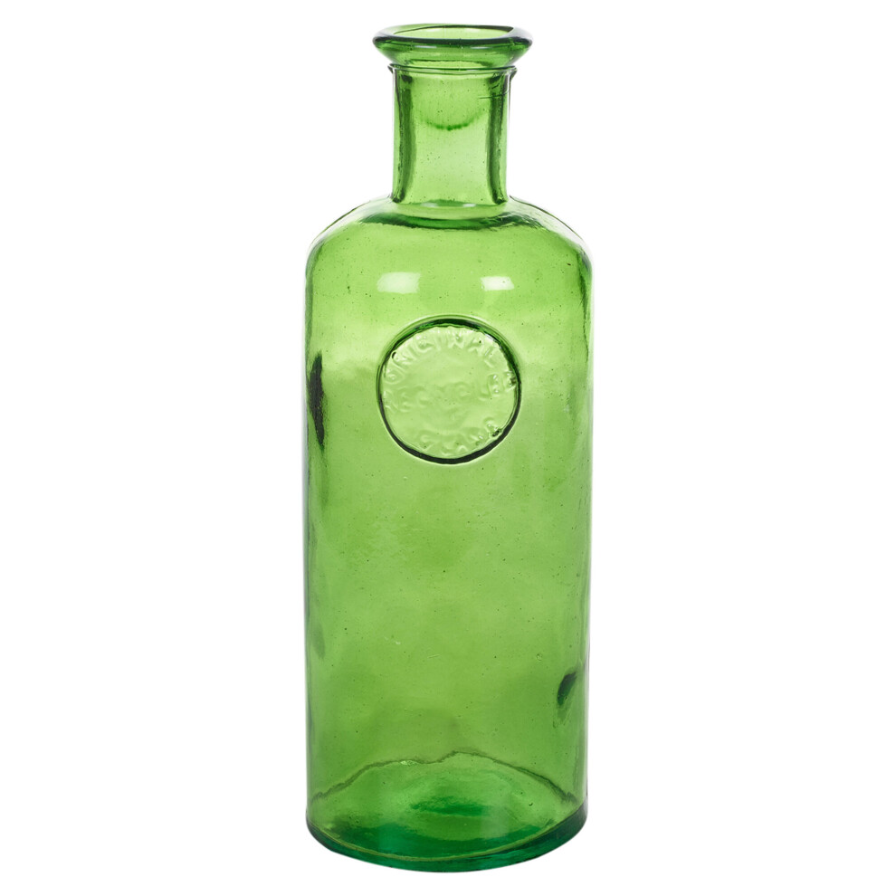 (Green, 33cm) Coloured Recycled Heavy Glass Vase Flower Holder