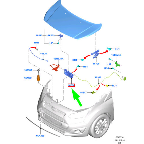 FORD TOURNEO CONNECT MK2 Front Hood Latch Assy 5251784 DT1A-16700  