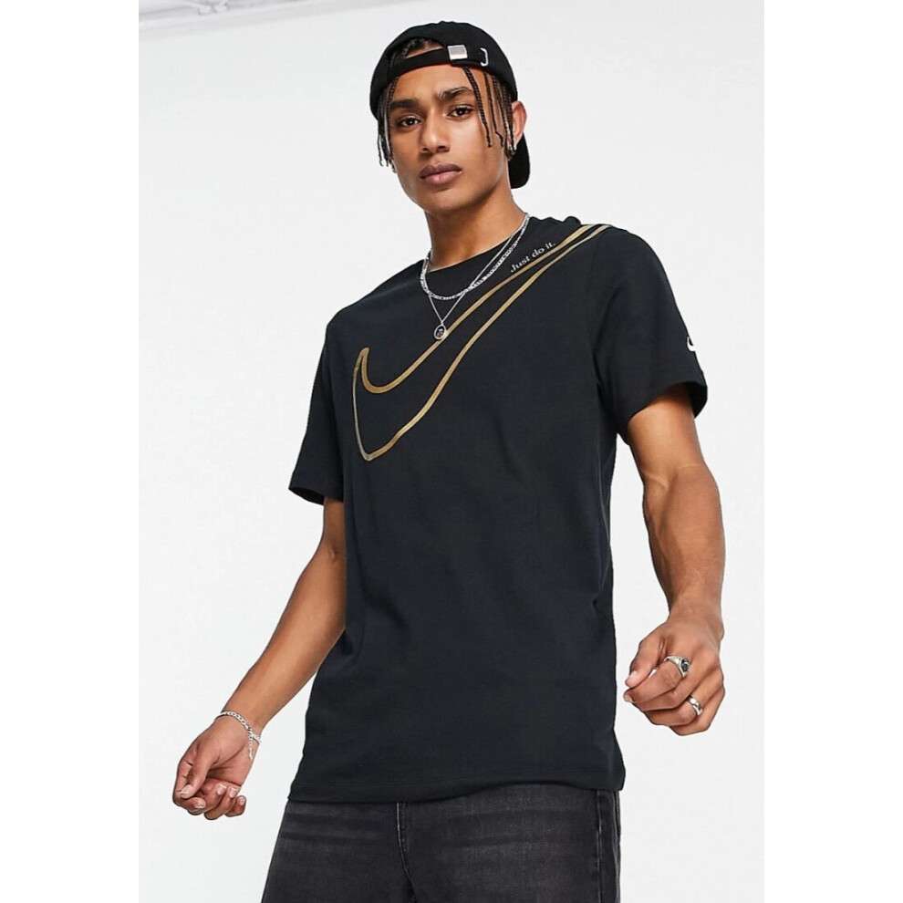 (DR9275-010 Nike Mens T Shirt Black M) Nike Mens Sportswear T Shirt Big Logo