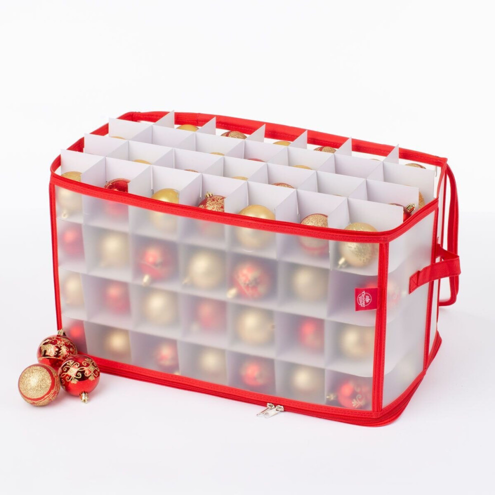 (RED) CHRISTMAS VILLAGE 112 Baubles Storage Box Christmas Xmas Tree Decoration Organiser Bauble Décor UK