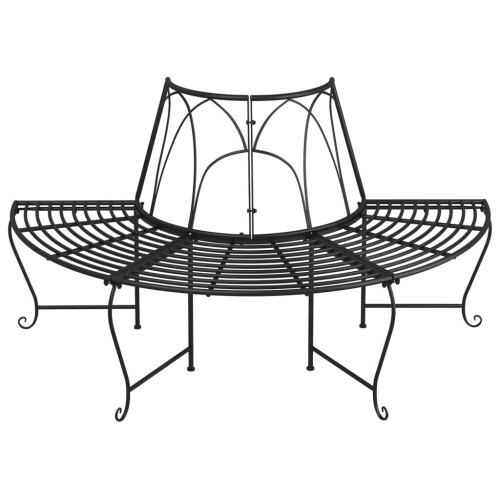 VidaXL vidaXL Baumbank Halbrund Ø159 cm Schwarz Stahl 2