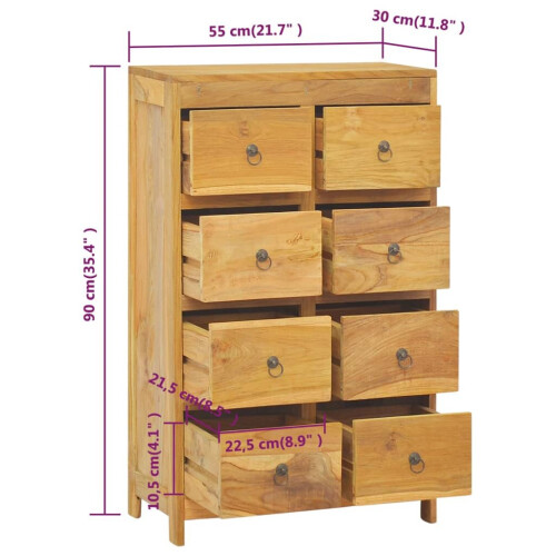 VidaXL vidaXL Kommode 55x30x90 cm Massivholz Teak 2