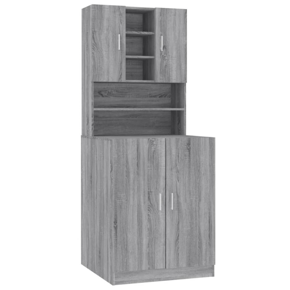 vidaXL Washing Machine Cabinet Grey Sonoma Engineered Wood Bathroom Cupboard