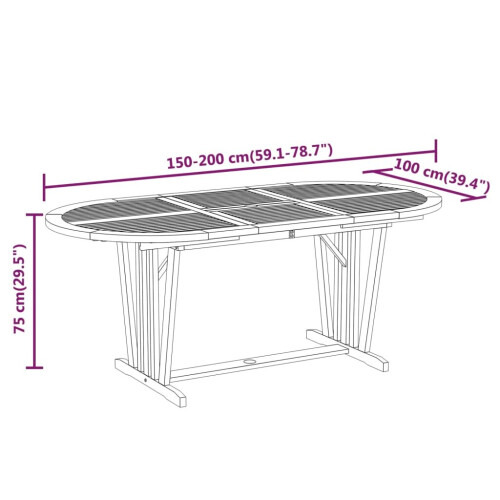 VidaXL vidaXL Solid Wood Eucalyptus Garden Table Wooden Patio Extendable Dining Table 1