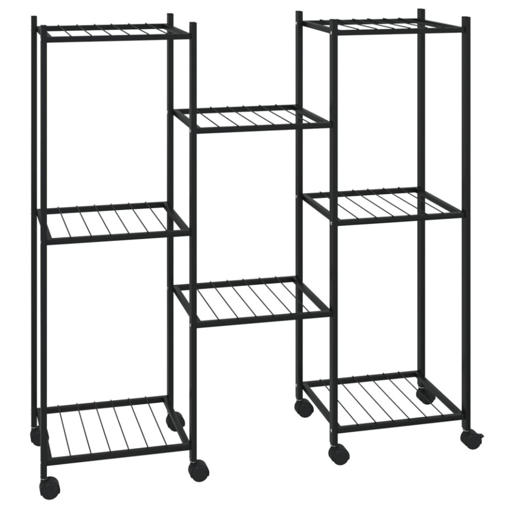 Vidaxl Flower Stand With Wheels 83X25x83.5 Cm Iron Tall Plant Stand Black