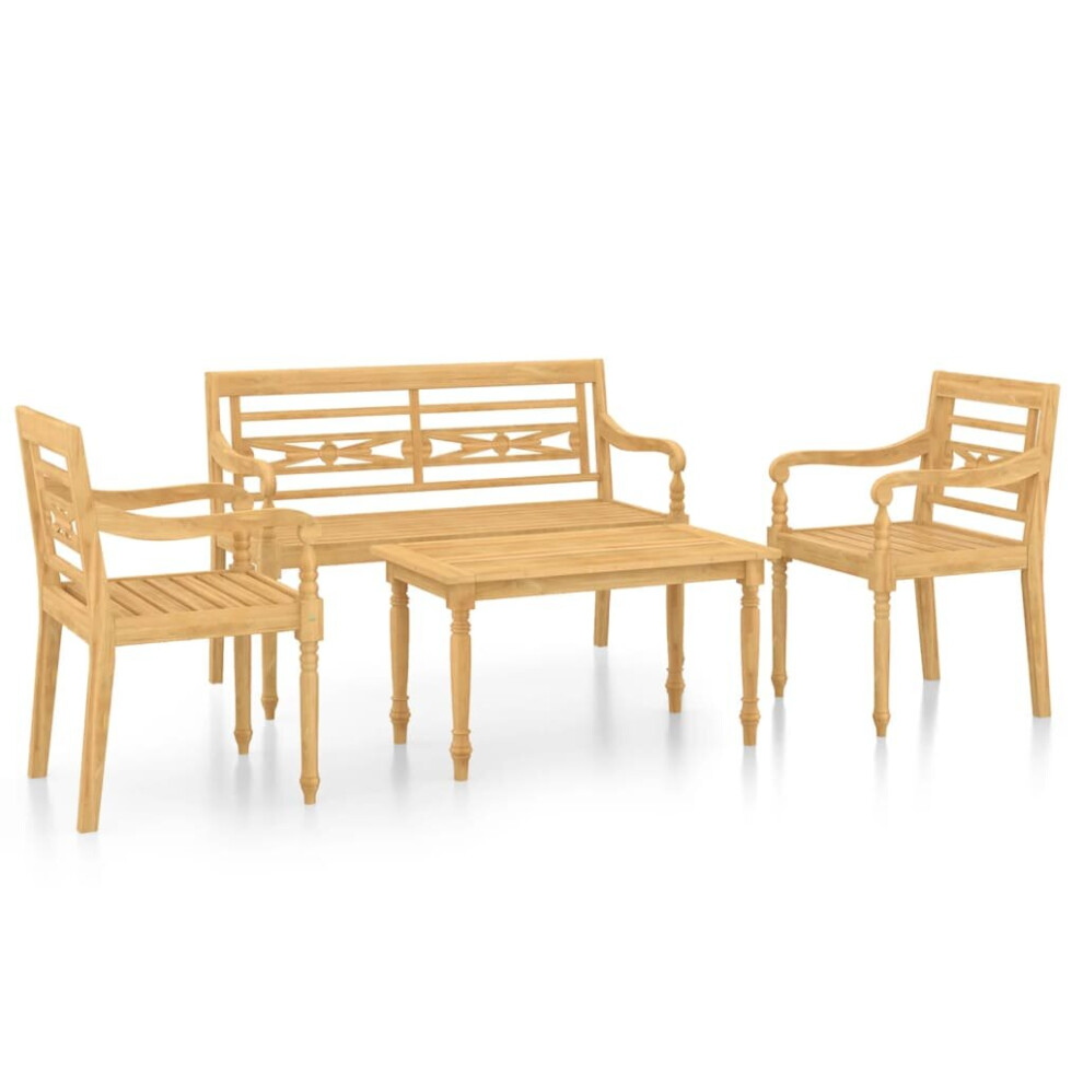 vidaXL  Solid Teak Wood Garden Lounge Set 4 Piece Patio Dining Table and Chair