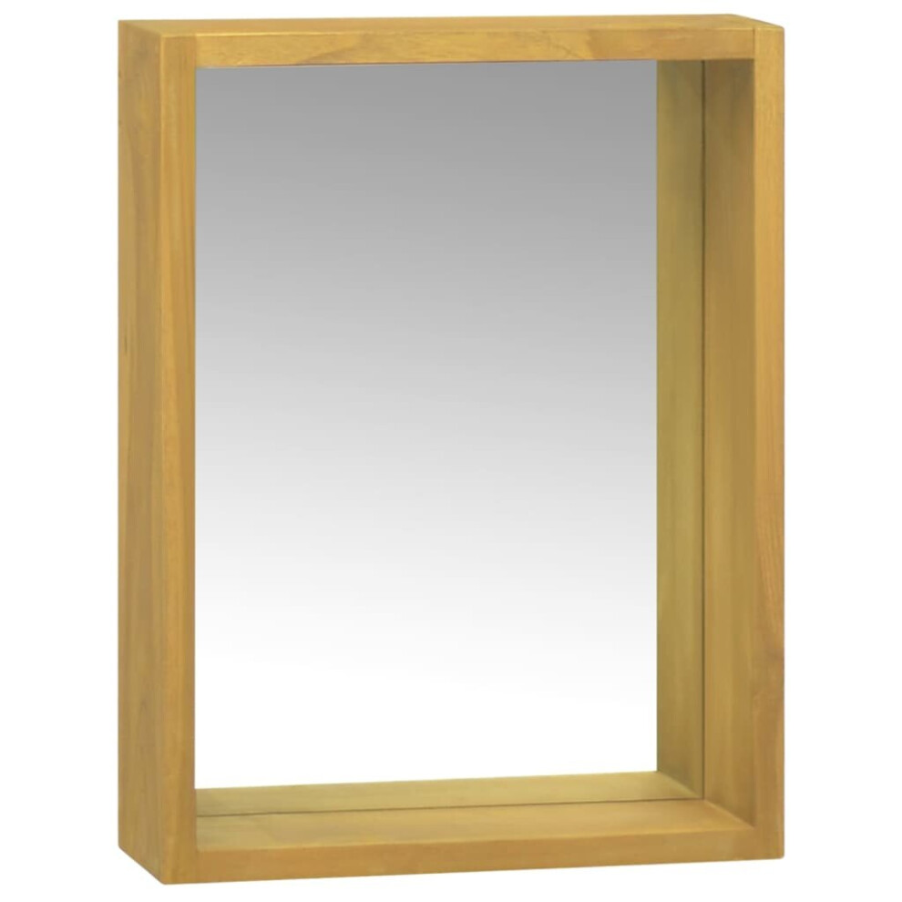 vidaXL Solid Wood Teak Mirror Cabinet Wooden Bathroom Wall Mirror Cabinet