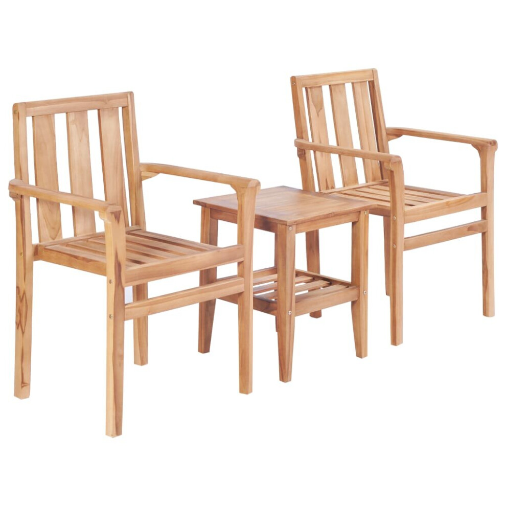 vidaXL Bistro Set Table and Chairs Dining Set Table Set 3 Piece Solid Teak