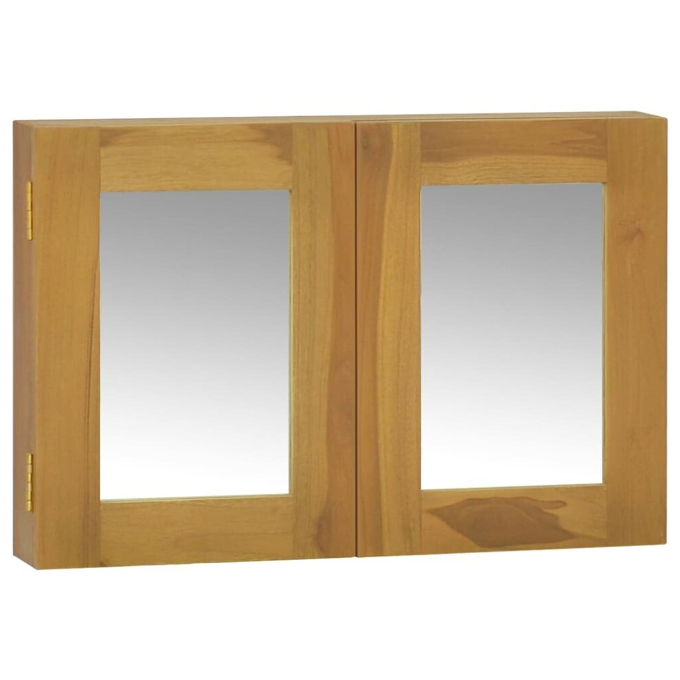 vidaXL Solid Wood Teak Mirror Cabinet Wooden Bathroom Wall Mirror Cabinet