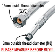 (50cm) 100cm Long M8 x 3/8" Inch BSP Flexible Tap Connector Faucet Tail Hose Water Pipe
