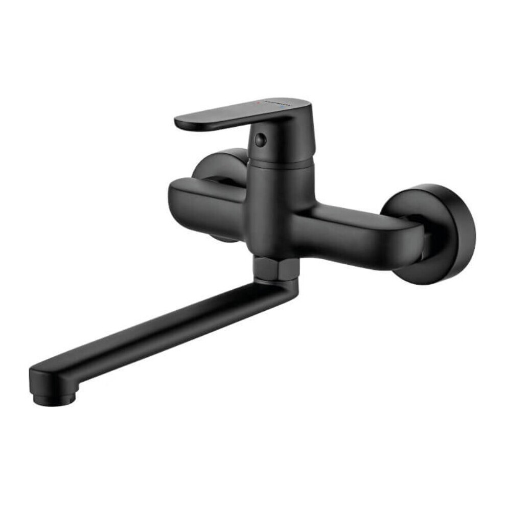 Wallmounted Kitchen Sink Tap Single Lever Black Finished Brass Unusual Shape