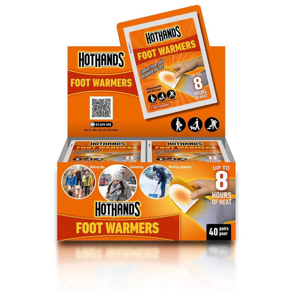 HOTHANDS Foot Warmers - 40 pairs - 8 hours of heat - Air activated - Ready to use