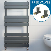 Modern Flat Panel Heated Towel Rail Radiator Anthracite 950x500 Straight Valves