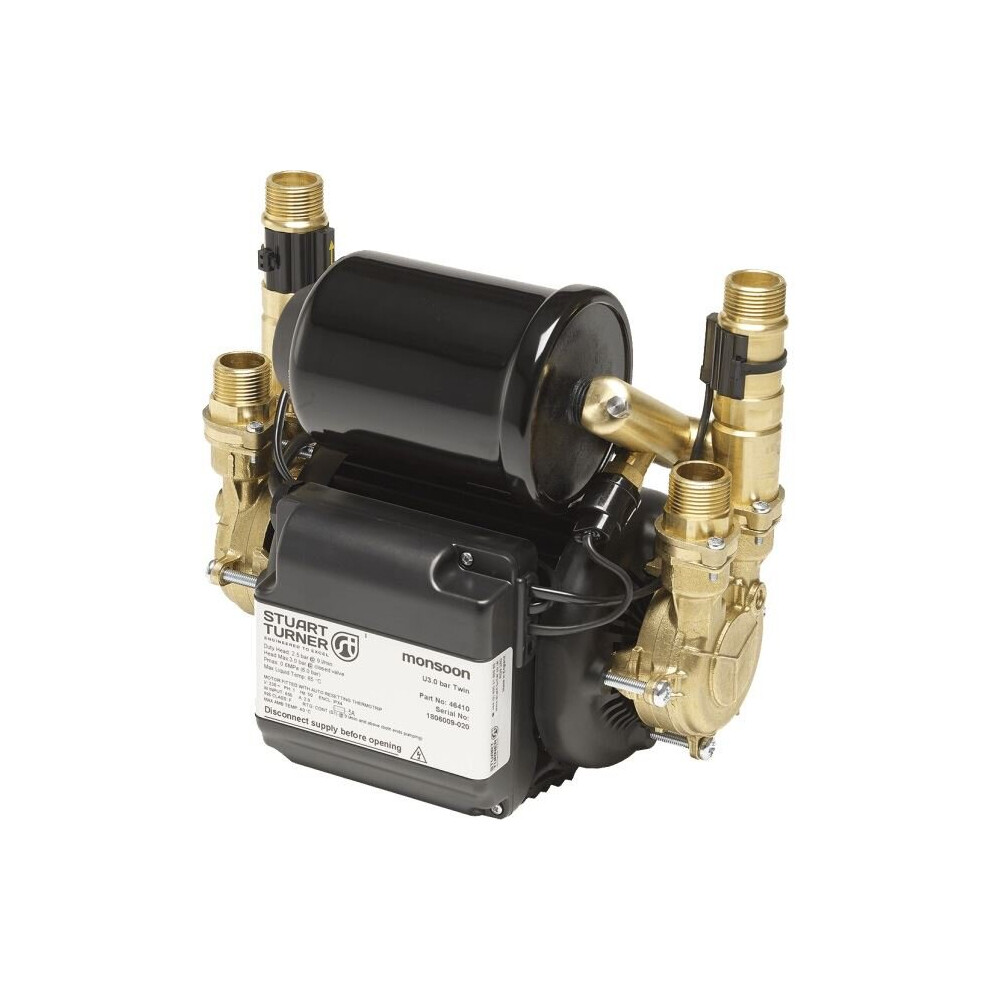 Stuart Turner Shower Pump Monsoon Universal 1.5 Bar Twin Impeller Brass 46505 5050400465058