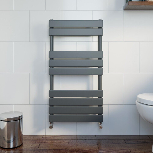 Modern Flat Panel Heated Towel Rail Radiator Anthracite 950x500 Straight Valves 1