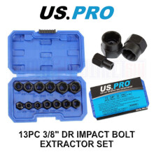 US PRO Tools 13pc 3/8" DR Impact Stud Socket Damaged Bolt Nut Remover Extractor Set 5893