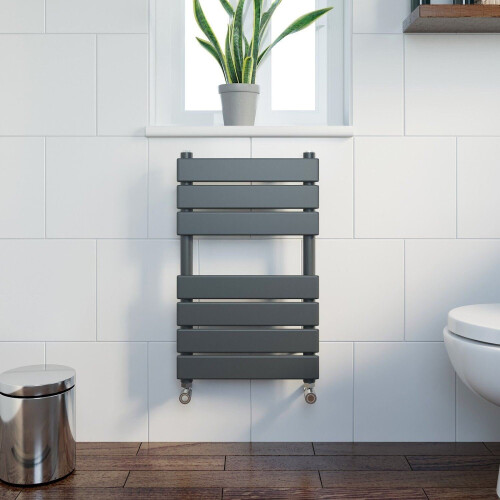 Modern Flat Panel Heated Towel Rail Radiator Anthracite 650x400 FREE Valves 1