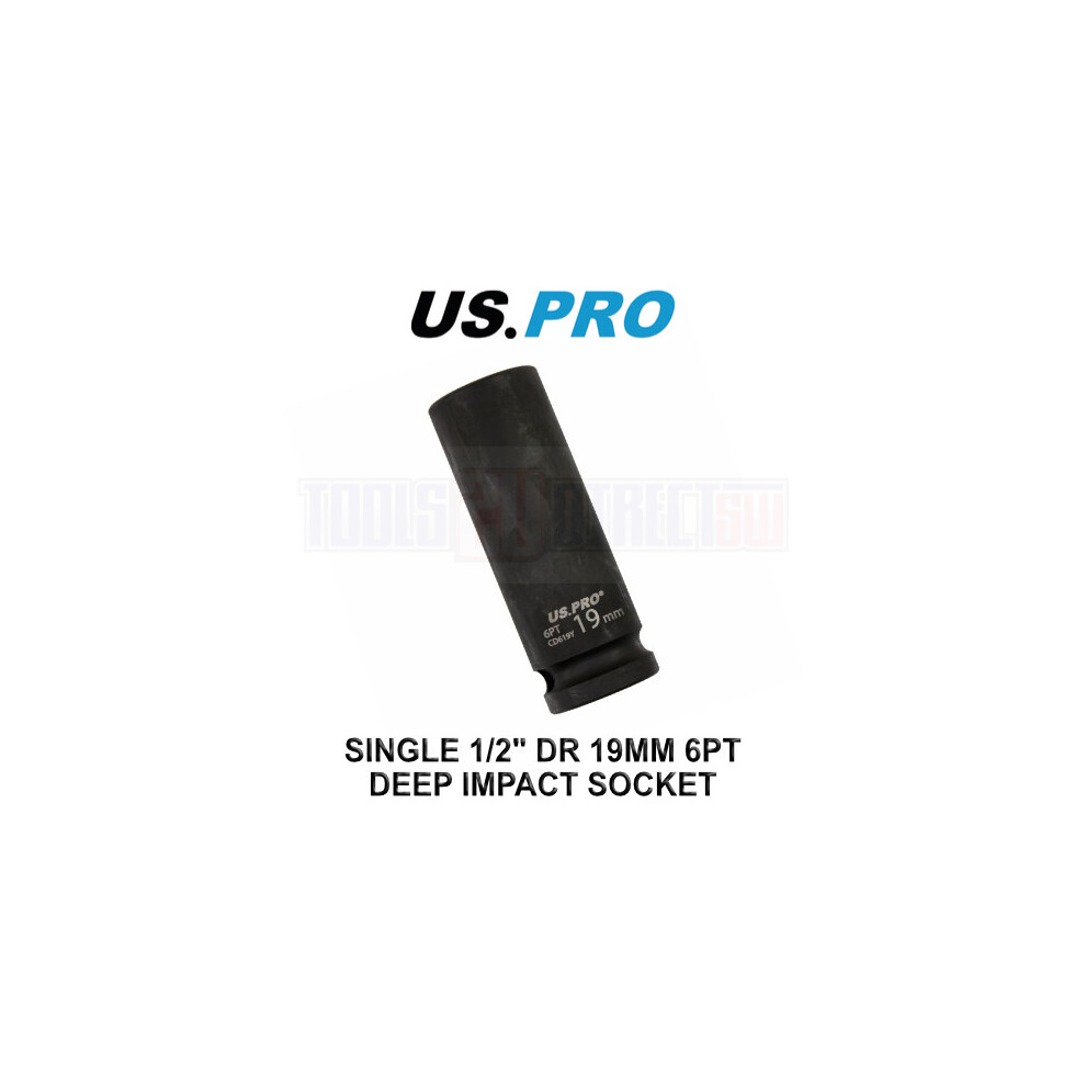 US PRO Tools 19mm 1/2 dr 6pt Deep Impact Socket 78mm Long 3861