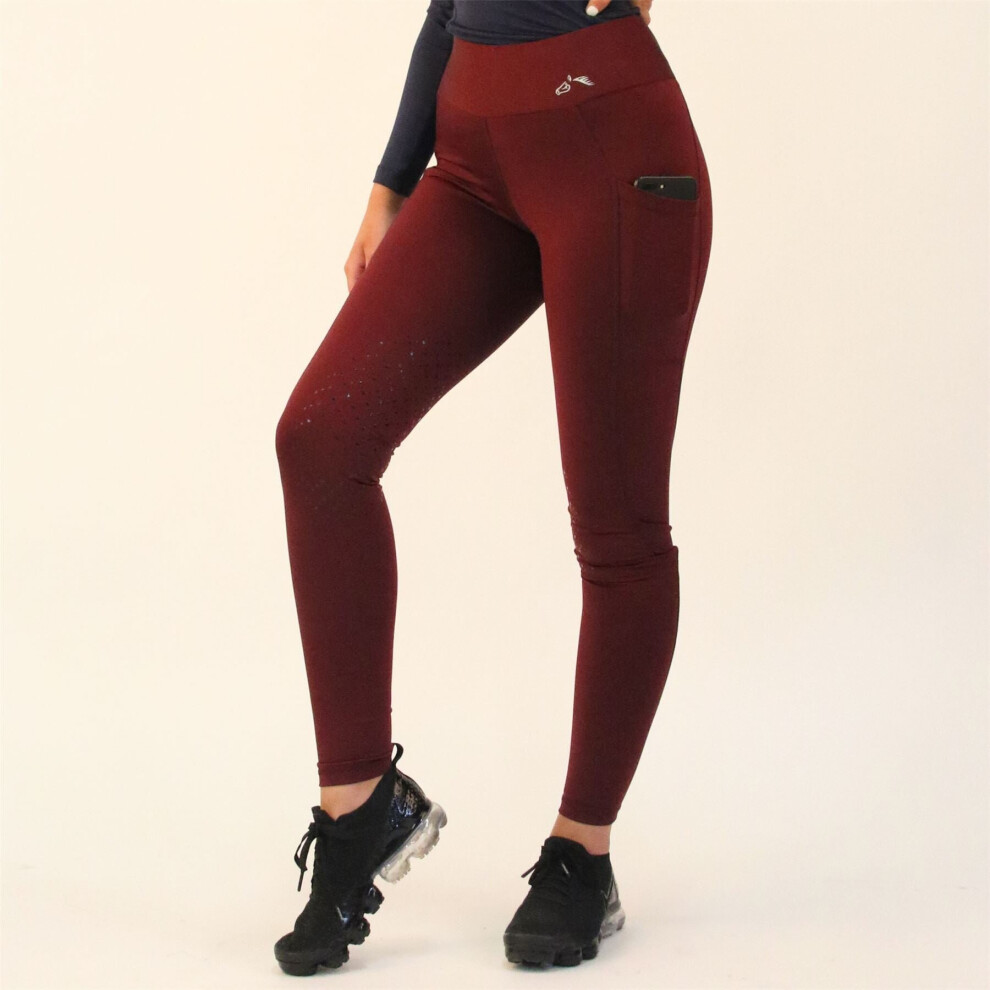(Navy Blue, X-Small) Gallop Equestrian High Waist Pocket Tights