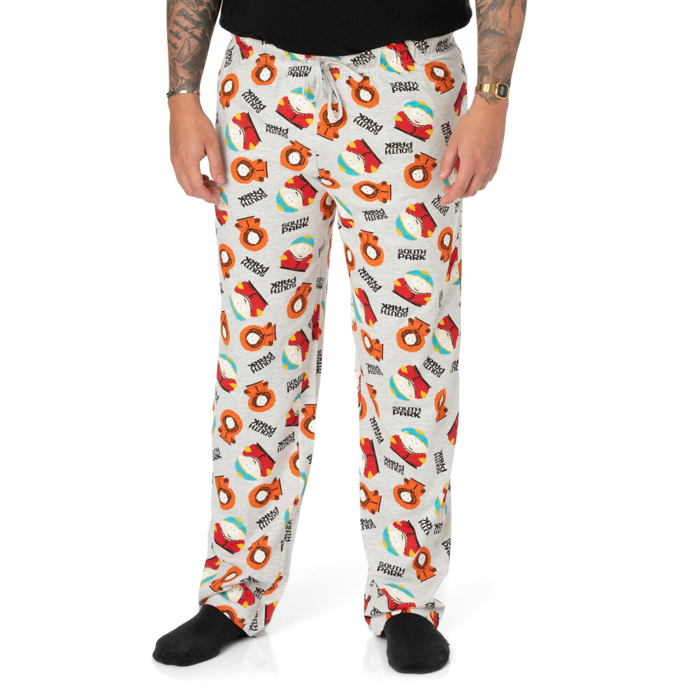 (M) South Park Mens Lounge Pants Comedy Series Characters Grey Pjs Trousers