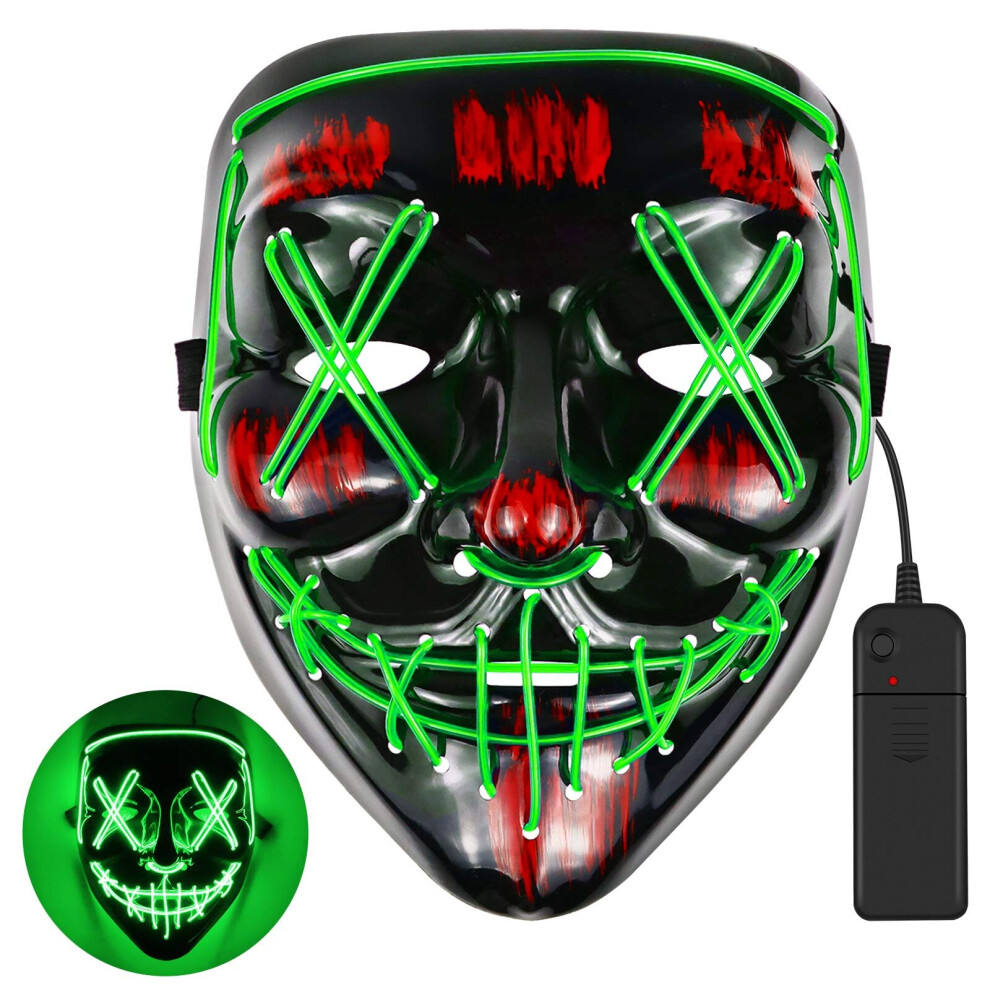 (Green) Halloween Neon Stitches LED Mask Light Up Costume-image-OPC-P9T5HPT-NEW