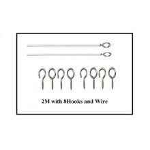 (2M Wire with 8 Hooks & Eyes) 2-3-4M NET CURTAIN WIRE CORD CABLE WITH HOOKS&EYES