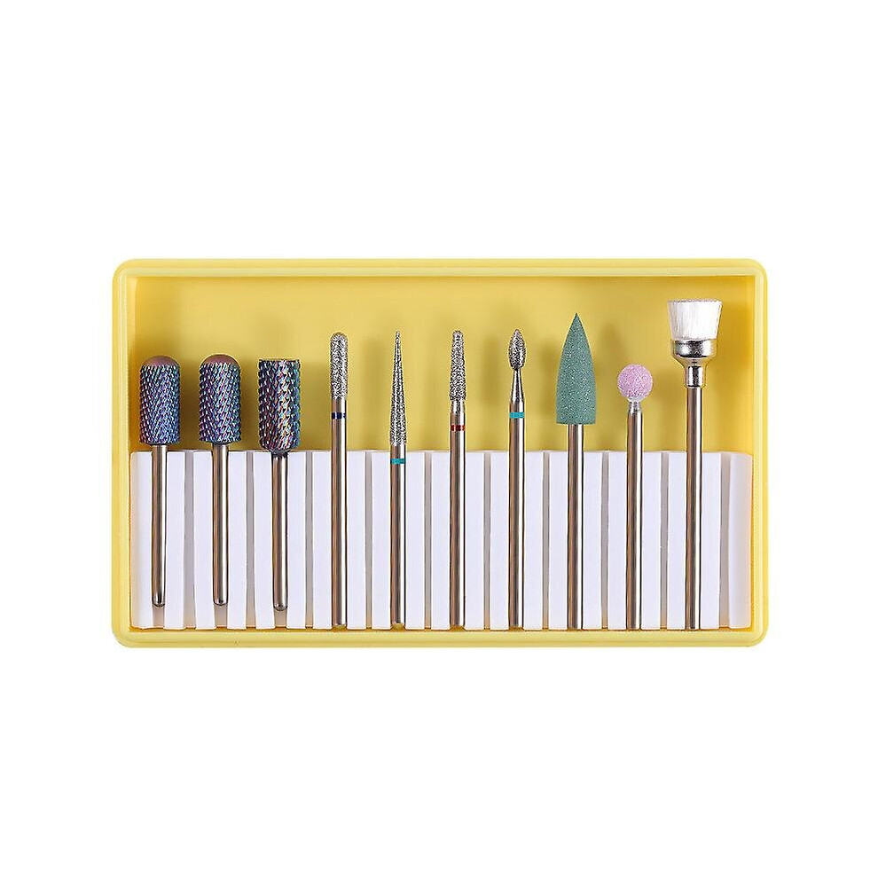 (C) 10pcs Ceramic Nail Drill Polishing Grinding Heads Manicure Pedicure Nail Tool