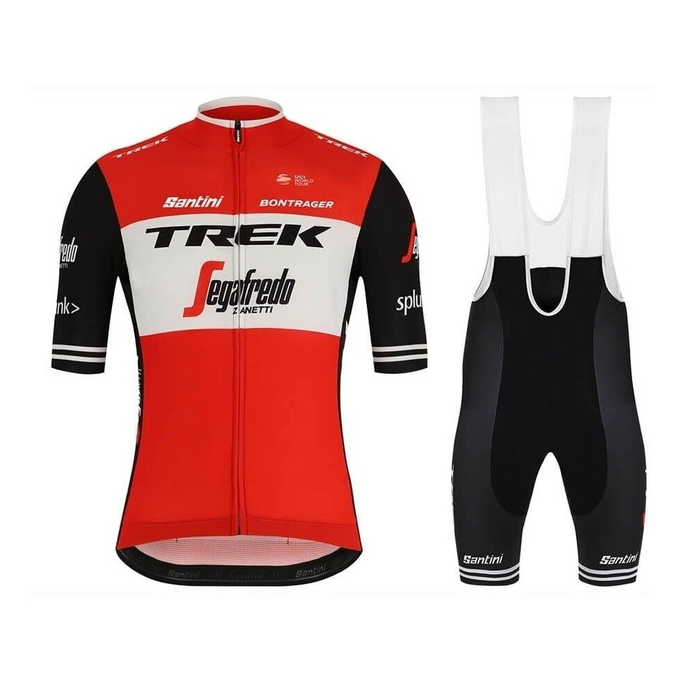 (TrekRed/XL) Men's Short Sleevet Cycling Jersey +Bib Shorts Set 