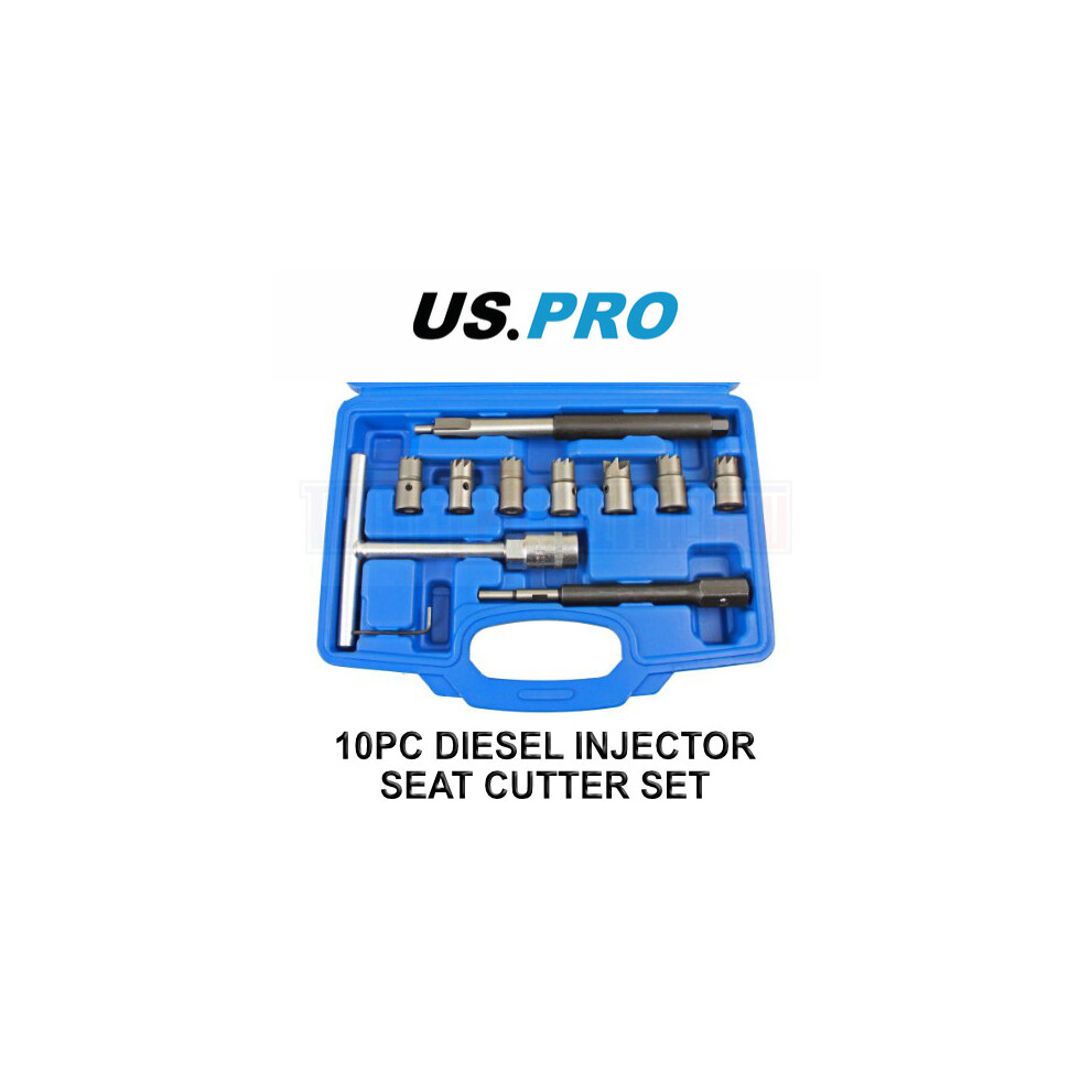 US PRO Tools 10pc Diesel Injector Seat Cutter Tool Cleaner Set Universal Re-Face Score Kit 5598