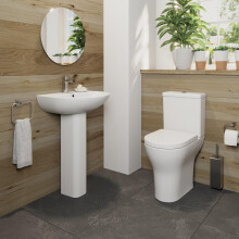 Bathroom Suite Comfort Height Close Coupled Toilet 1TH Basin Pedestal White