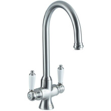 Bristan Renaissance Monobloc Kitchen Sink Mixer Tap Double Lever Brushed Nickel