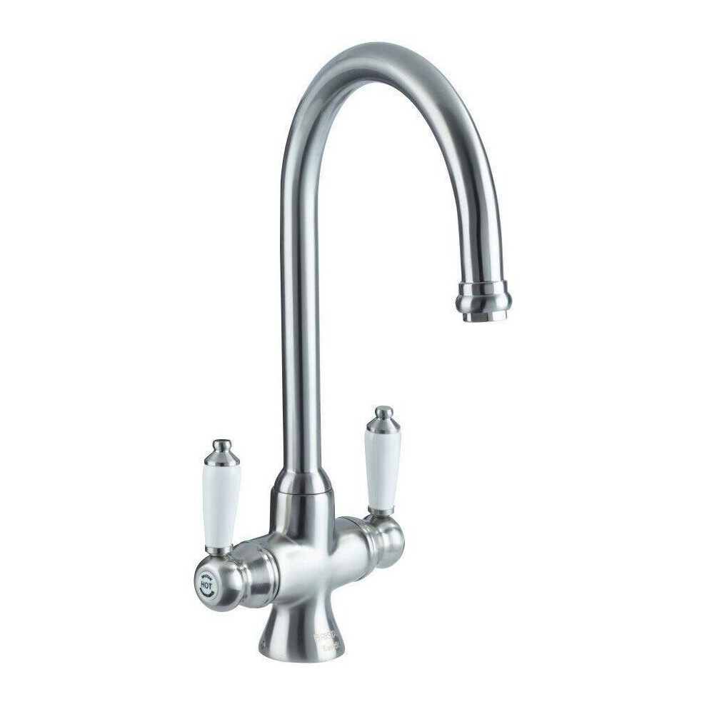 Bristan Renaissance Monobloc Kitchen Sink Mixer Tap Double Lever Brushed Nickel