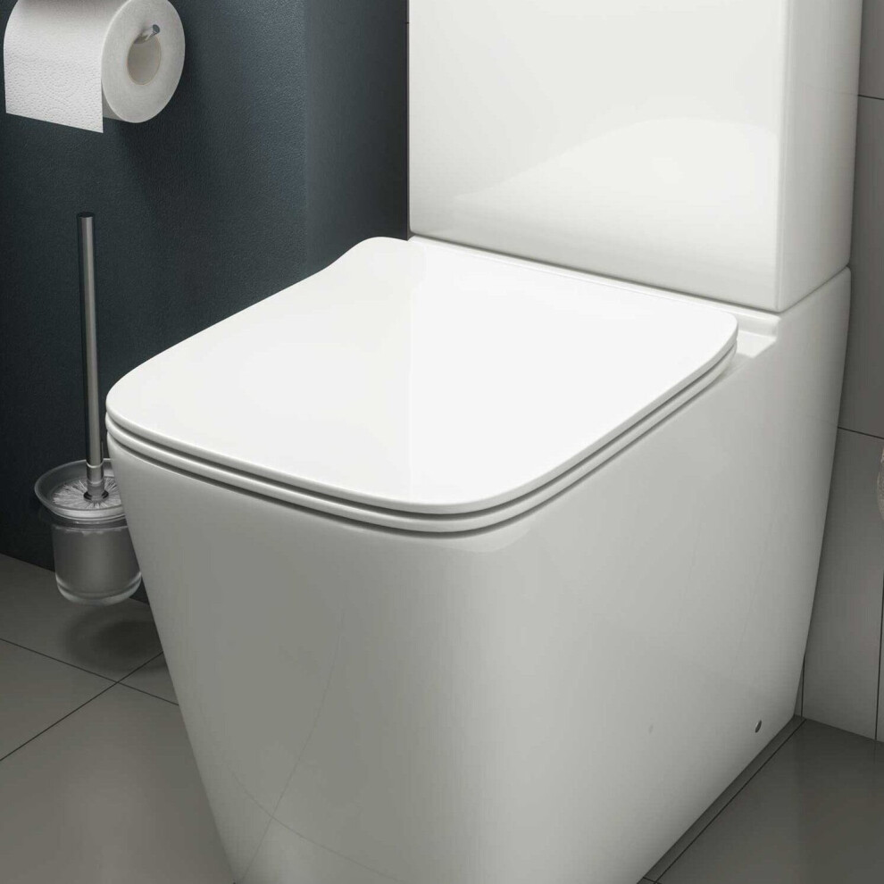 Modern Bathroom Soft Close Toilet Seat White Gloss Slim Design Top Fix Wc 5056467276088