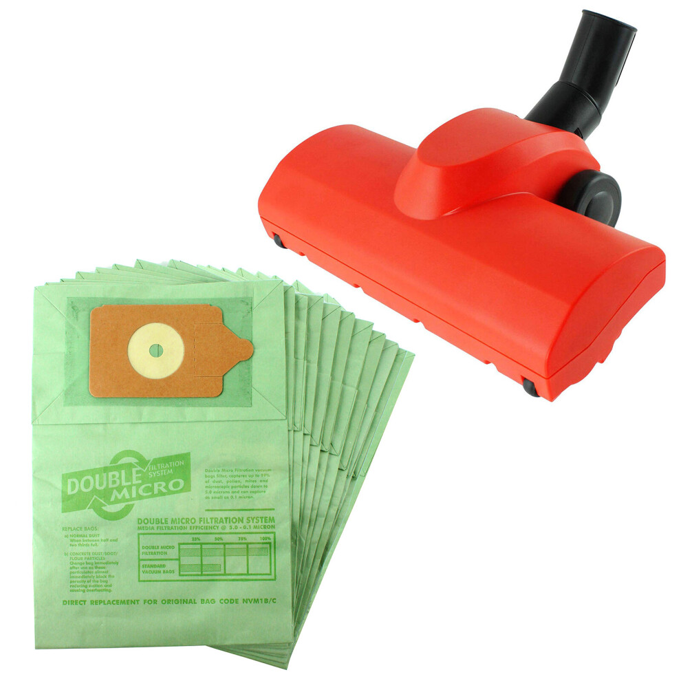 Spares2go Airo Turbine Carpet Brush Tool & 10 Paper Dust Bags For Numatic Hetty Vacuum Cleaner