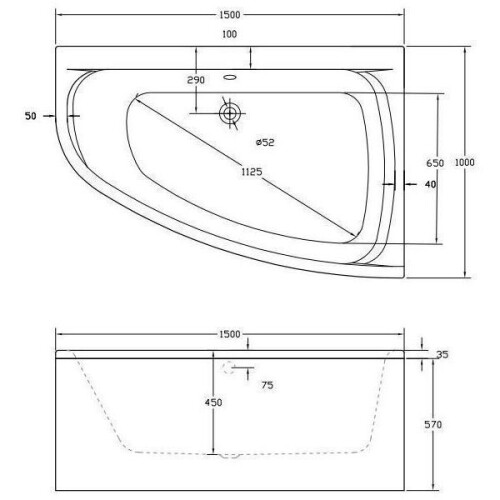 Bathroom Modern Curved Corner Bath Panel White High Gloss Acrylic Stylish on OnBuy