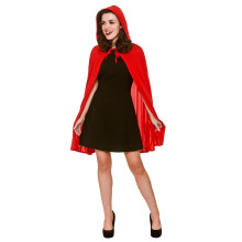 Ladies Short Little Red Riding Hood Cape Halloween Fancy Dress Party Accessory