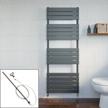 Bathroom 1600 x 600mm Manual Heated Towel Rail Radiator Anthracite Flat Panel