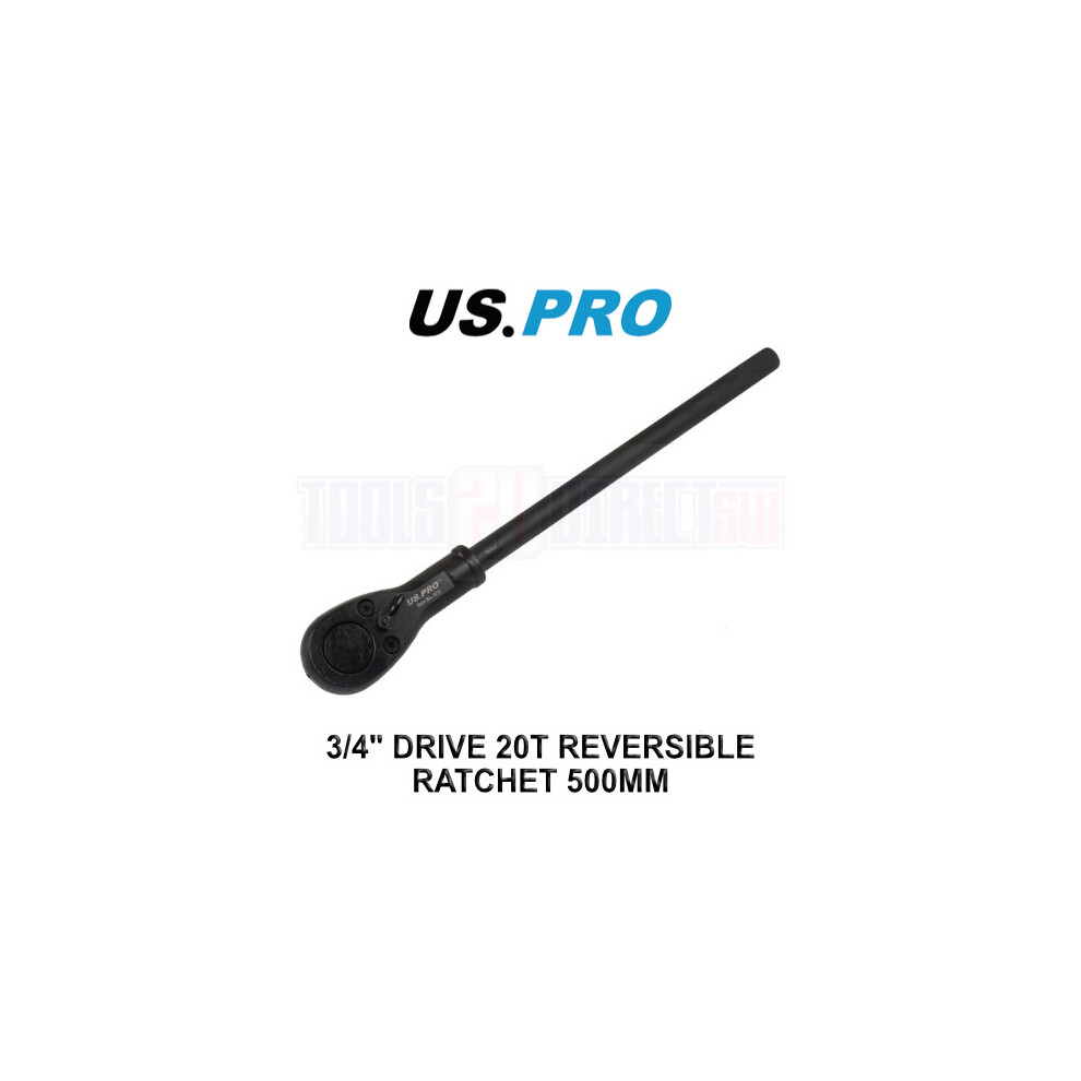 US PRO Tools 3/4" Drive 20T Reversible 500mm Ratchet For Sockets 4210