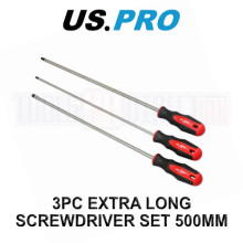 US PRO Tools 3 Piece Extra Long Screwdriver Set Slotted Pozi Philips 500mm 1527