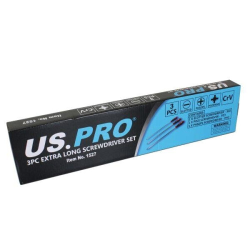 us pro US PRO Tools 3 Piece Extra Long Screwdriver Set Slotted Pozi Philips 500mm 1527 2